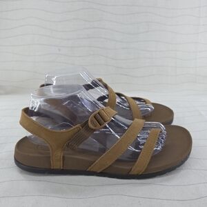 Chaco Womens Lowdown Strappy Nutshell Tan Leather Sandals Shoes JCH109644Z Sz 10